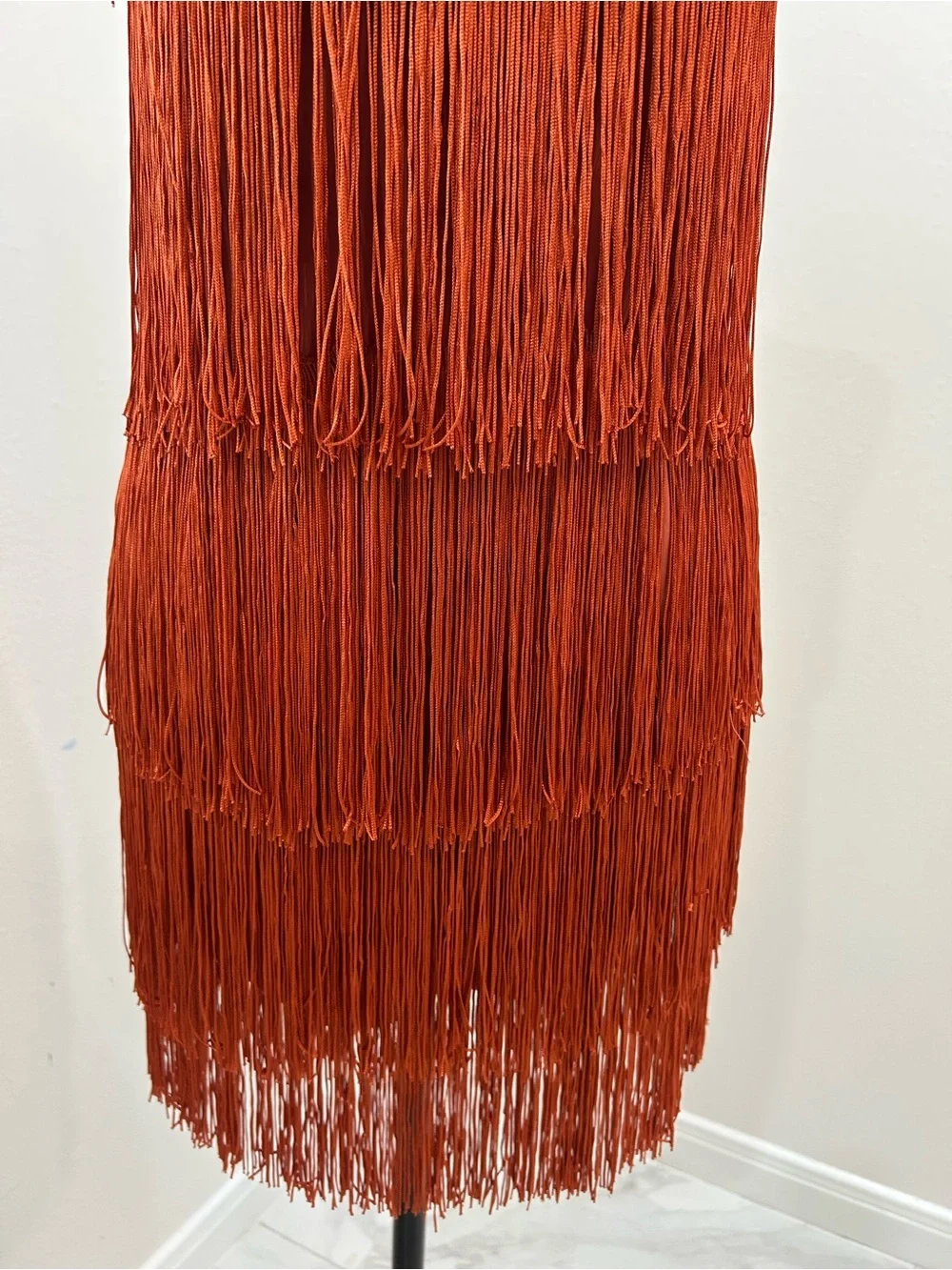 Source Unknown | Dresses | Flapper Rust Color Fringe Halter Top Mini ...